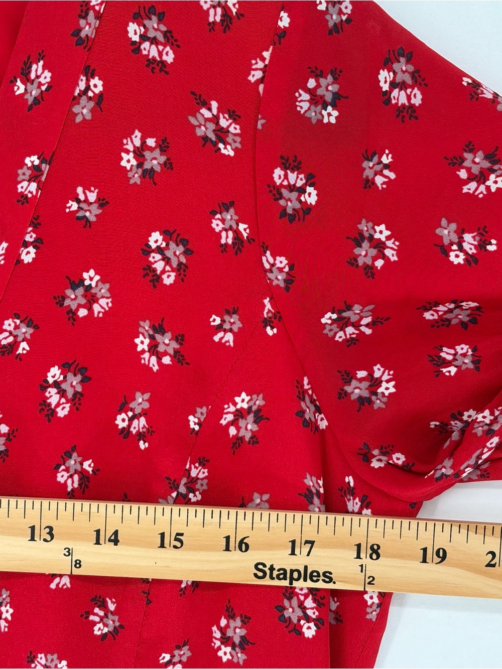 Madewell Babydoll Dress Red Floral Sz 8 100% Silk 90s Style V-Neck Button Front - Picture 8 of 14